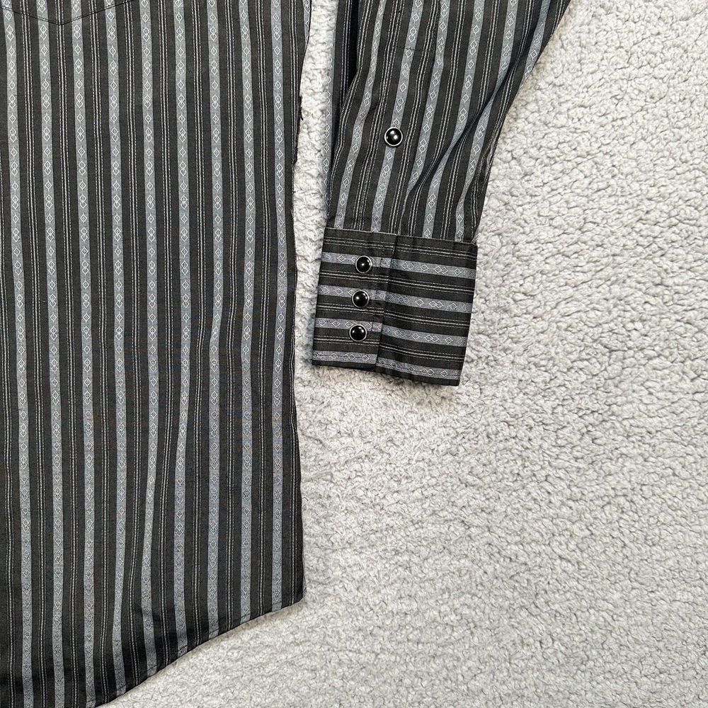 Panhandle Slim Shirt Mens 16 34 Black Striped‎ Geometric Western Pearl Snap Logo - Picture 5 of 11